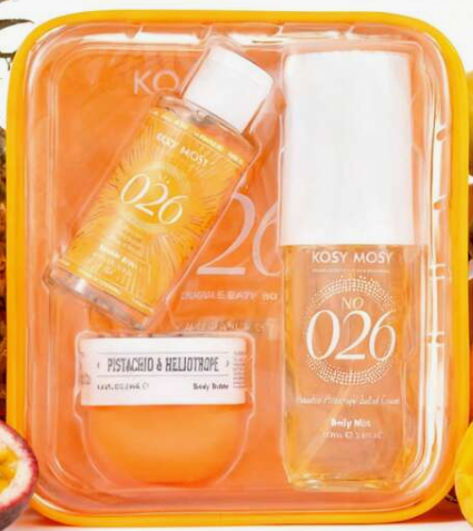 BODY MIST+BUBBLE BATH+BODY BUTTER+NESESER ( PISTACHIO & HELIOTROPE )