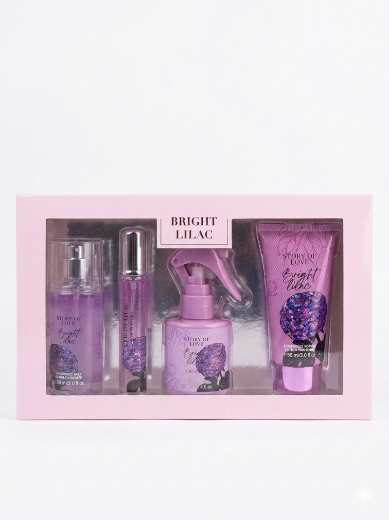 SET ΔΩΡΟΥ Story of Love Bright Lilac (Body Mist+Perfume+Hair Perfume+Body Lotion)