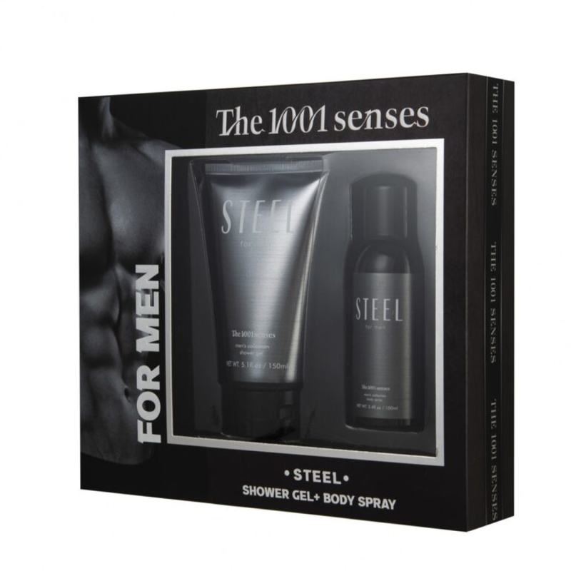 The 1001 Senses Steel Gift Set For Men Shower Gel 150ml+Body Spray 100ml