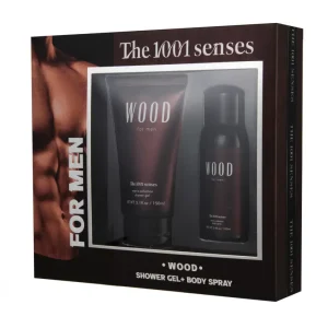 The 1001 Senses Wood Gift Set For Men Shower Gel 150ml+Body Spray 100ml