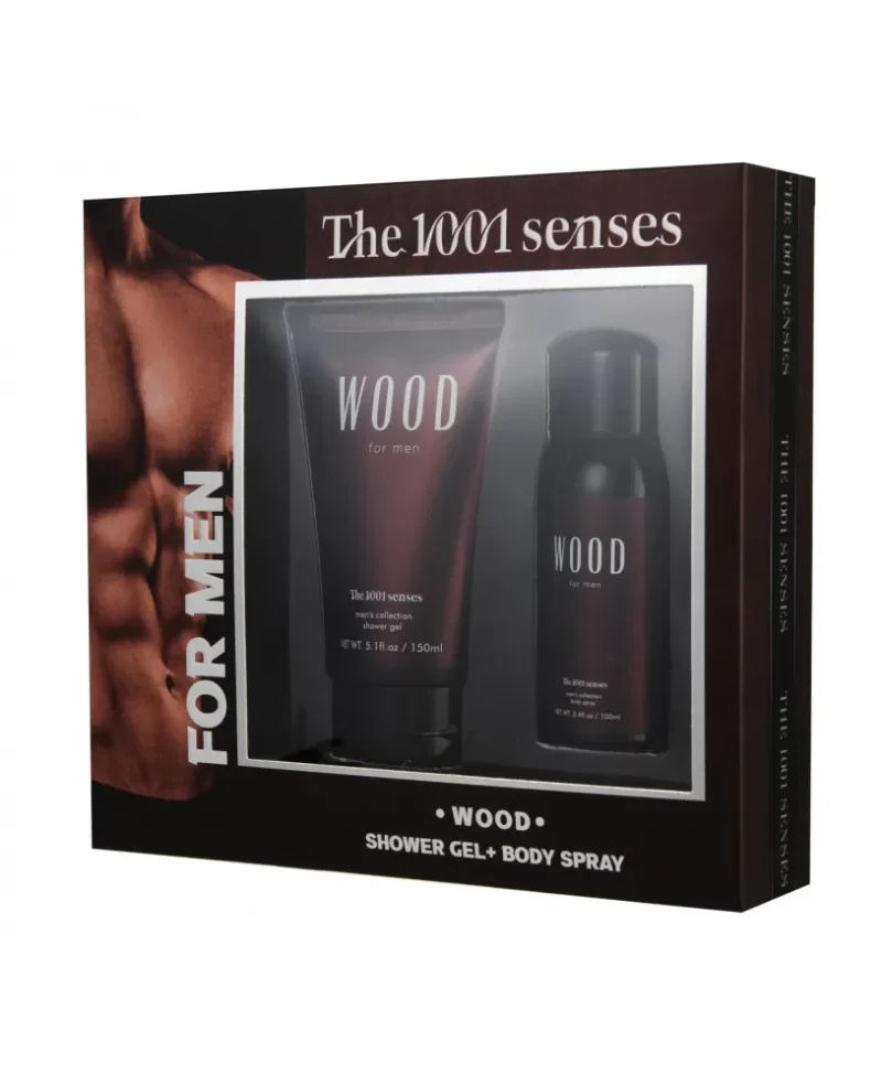The 1001 Senses Wood Gift Set For Men Shower Gel 150ml+Body Spray 100ml